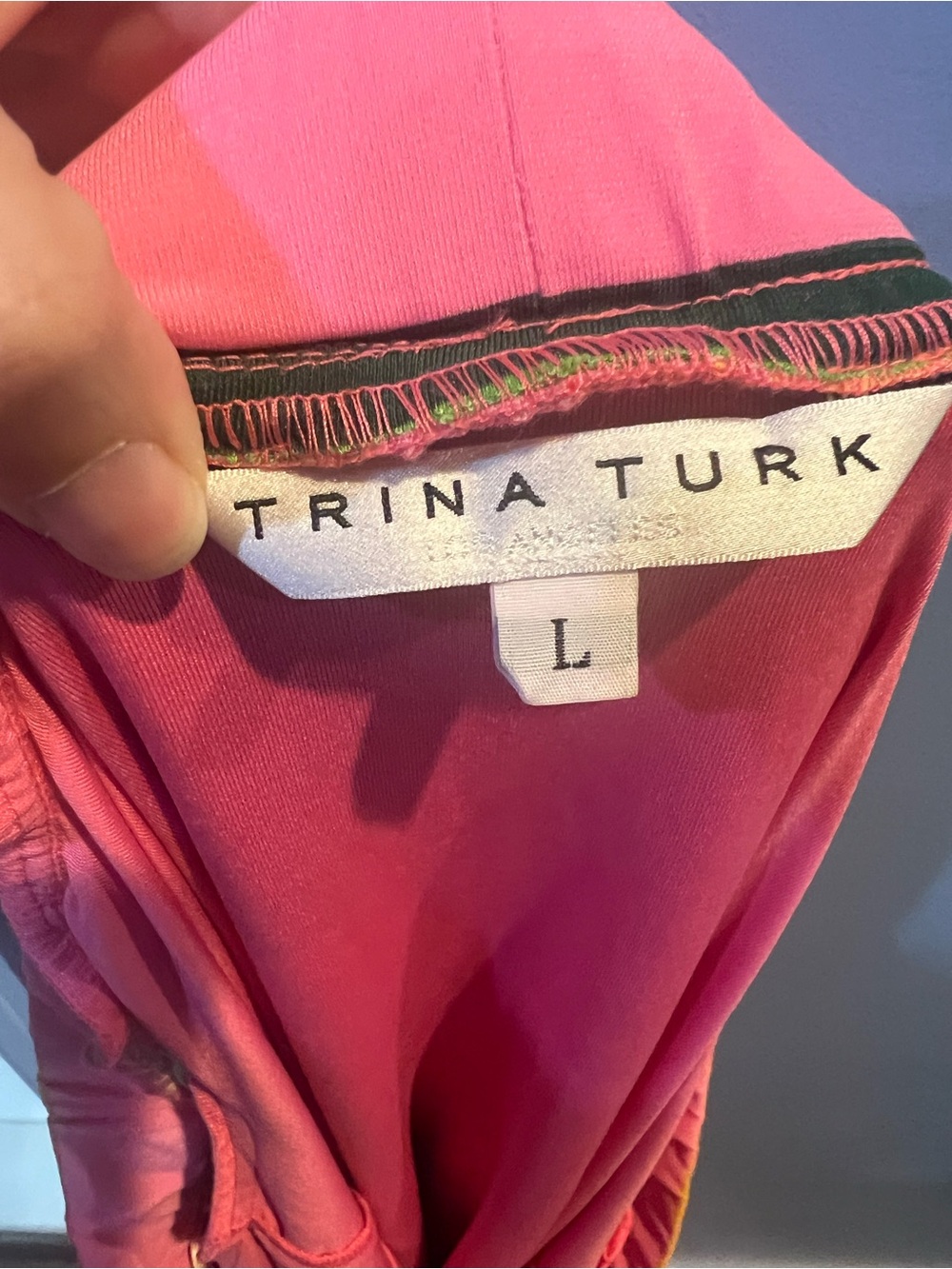 Trina Turk Kelso Pink Pineapple Off-Shoulder Dress size L - Picture 11 of 11